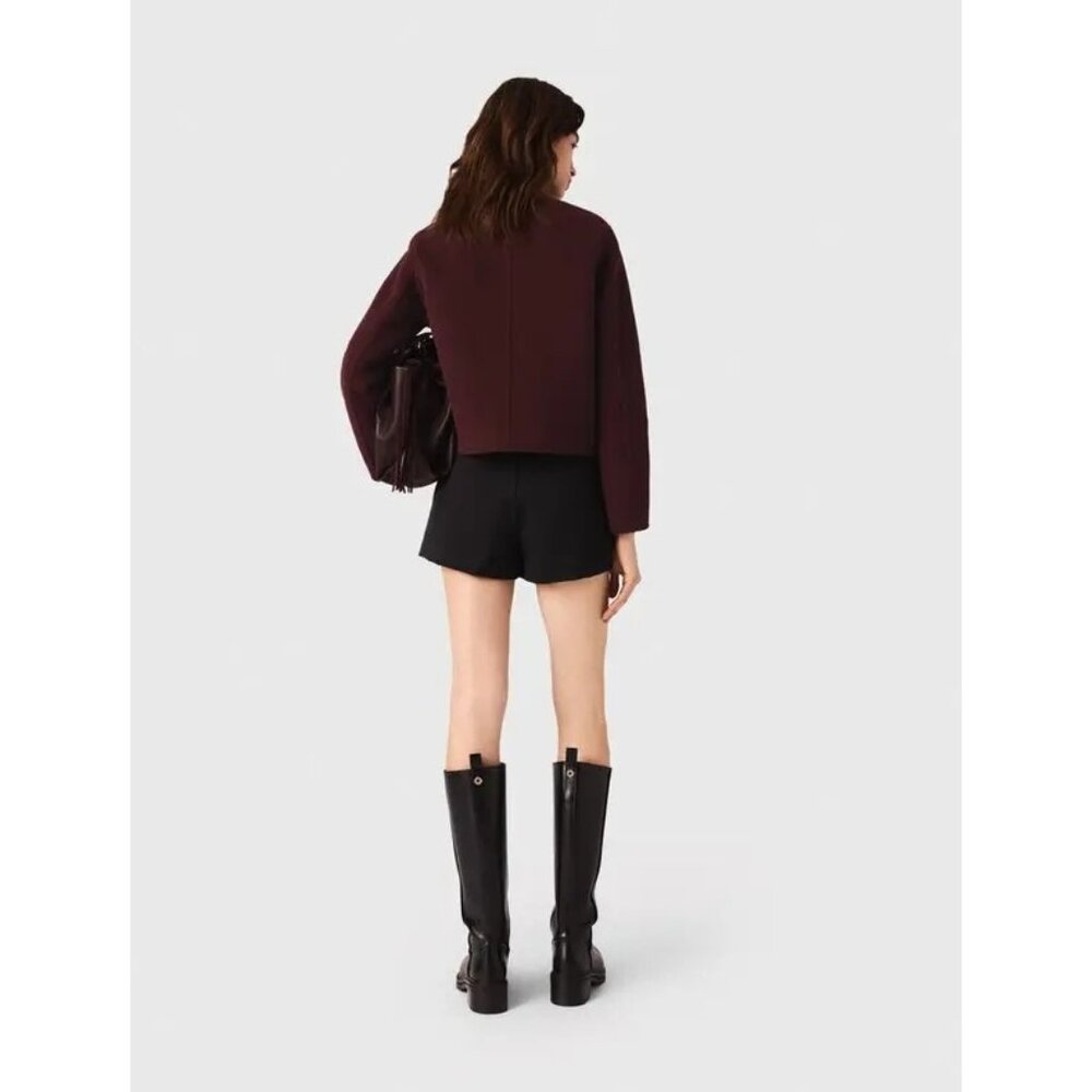 Maje Straight Fit Pleated Skort Black Size M Mini Shorts Structured - Picture 9 of 11